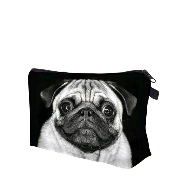 Dog Pug Pattern Makeup Cosmetics Bag Stationary School Supplies Pouch - Picture 3 of 8